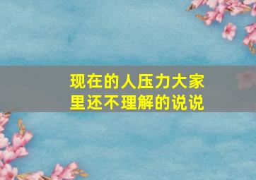 现在的人压力大家里还不理解的说说