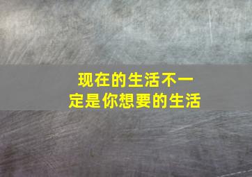 现在的生活不一定是你想要的生活