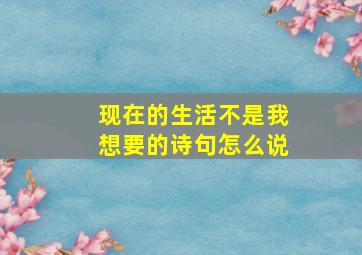 现在的生活不是我想要的诗句怎么说