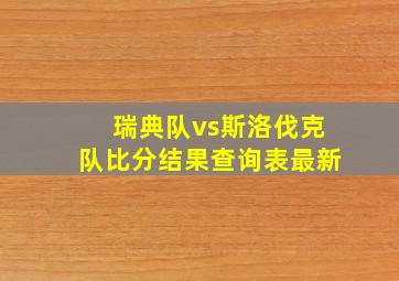 瑞典队vs斯洛伐克队比分结果查询表最新