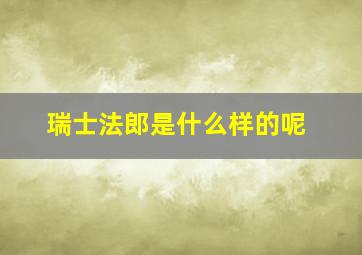 瑞士法郎是什么样的呢