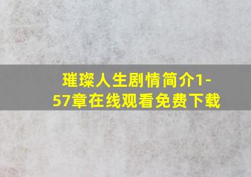 璀璨人生剧情简介1-57章在线观看免费下载