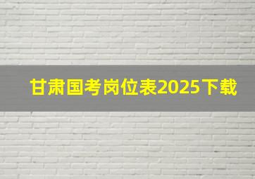 甘肃国考岗位表2025下载