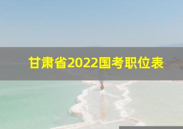 甘肃省2022国考职位表