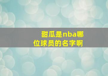 甜瓜是nba哪位球员的名字啊