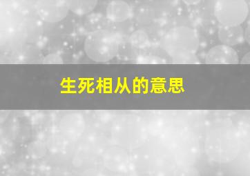 生死相从的意思