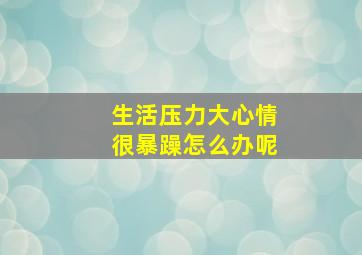 生活压力大心情很暴躁怎么办呢