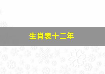 生肖表十二年