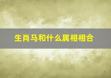 生肖马和什么属相相合