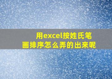 用excel按姓氏笔画排序怎么弄的出来呢