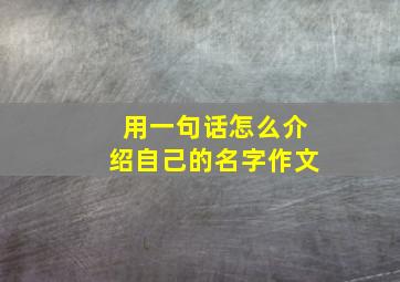 用一句话怎么介绍自己的名字作文