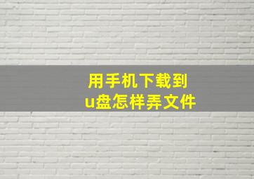 用手机下载到u盘怎样弄文件