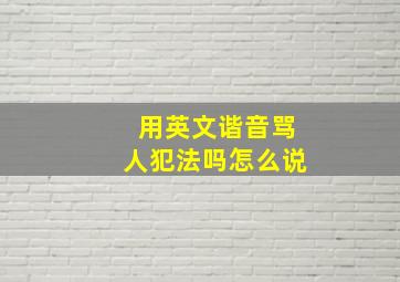 用英文谐音骂人犯法吗怎么说