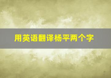 用英语翻译杨平两个字