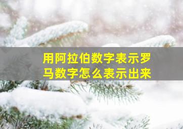 用阿拉伯数字表示罗马数字怎么表示出来