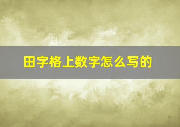 田字格上数字怎么写的