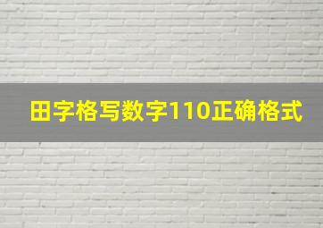 田字格写数字110正确格式