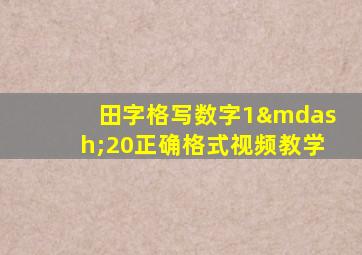 田字格写数字1—20正确格式视频教学