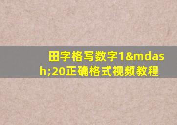 田字格写数字1—20正确格式视频教程