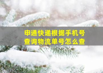 申通快递根据手机号查询物流单号怎么查