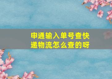 申通输入单号查快递物流怎么查的呀