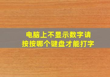 电脑上不显示数字请按按哪个键盘才能打字