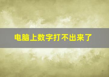 电脑上数字打不出来了