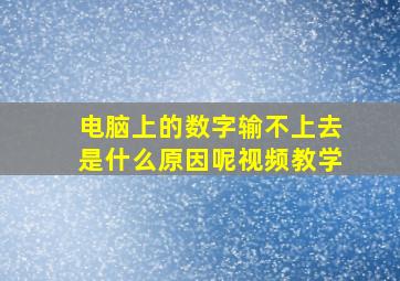 电脑上的数字输不上去是什么原因呢视频教学