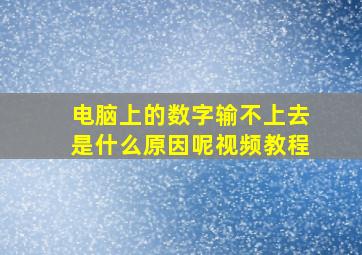 电脑上的数字输不上去是什么原因呢视频教程