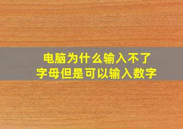 电脑为什么输入不了字母但是可以输入数字