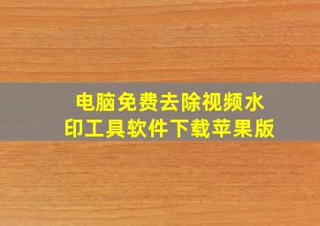 电脑免费去除视频水印工具软件下载苹果版