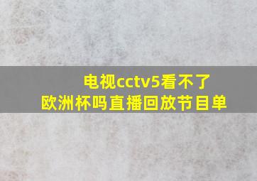 电视cctv5看不了欧洲杯吗直播回放节目单