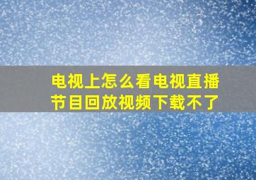 电视上怎么看电视直播节目回放视频下载不了