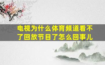 电视为什么体育频道看不了回放节目了怎么回事儿