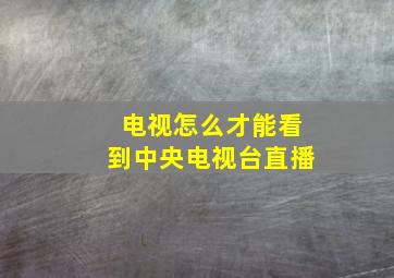 电视怎么才能看到中央电视台直播