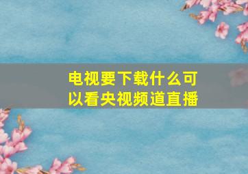 电视要下载什么可以看央视频道直播