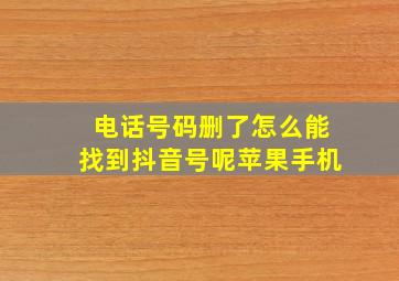 电话号码删了怎么能找到抖音号呢苹果手机