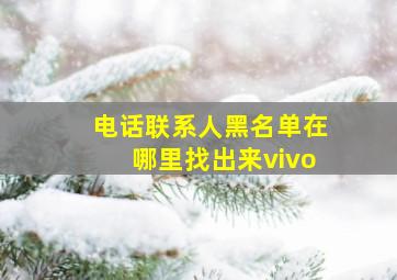 电话联系人黑名单在哪里找出来vivo