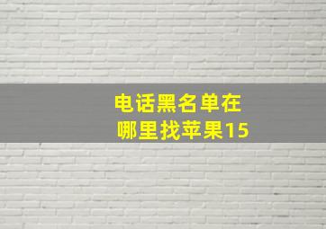 电话黑名单在哪里找苹果15