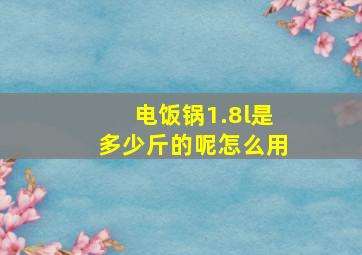 电饭锅1.8l是多少斤的呢怎么用