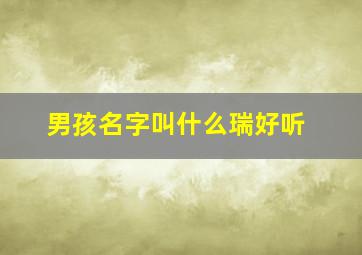 男孩名字叫什么瑞好听