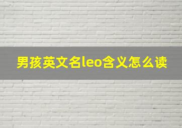 男孩英文名leo含义怎么读