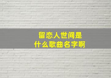 留恋人世间是什么歌曲名字啊