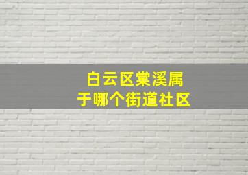 白云区棠溪属于哪个街道社区