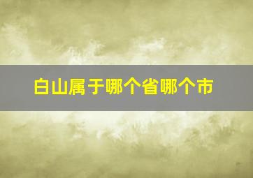 白山属于哪个省哪个市