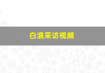 白浪采访视频