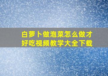 白萝卜做泡菜怎么做才好吃视频教学大全下载