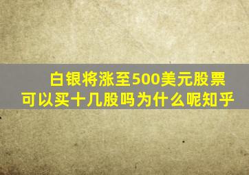 白银将涨至500美元股票可以买十几股吗为什么呢知乎