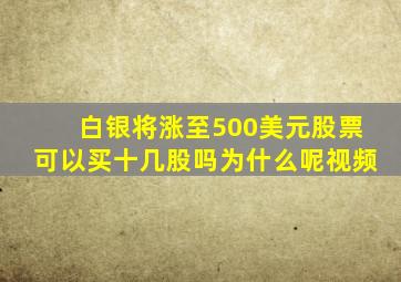 白银将涨至500美元股票可以买十几股吗为什么呢视频