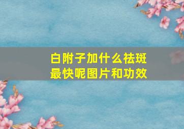 白附子加什么祛斑最快呢图片和功效